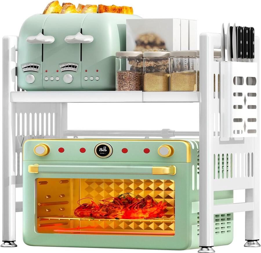 Unbranded Microwave rack met 2 niveaus 43D x 7B x 32H centimeter wit