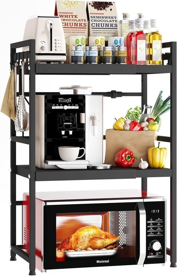 Unbranded Microwave rack- Uitbreidbaar Magnetron Rek-Zwart-set van 3