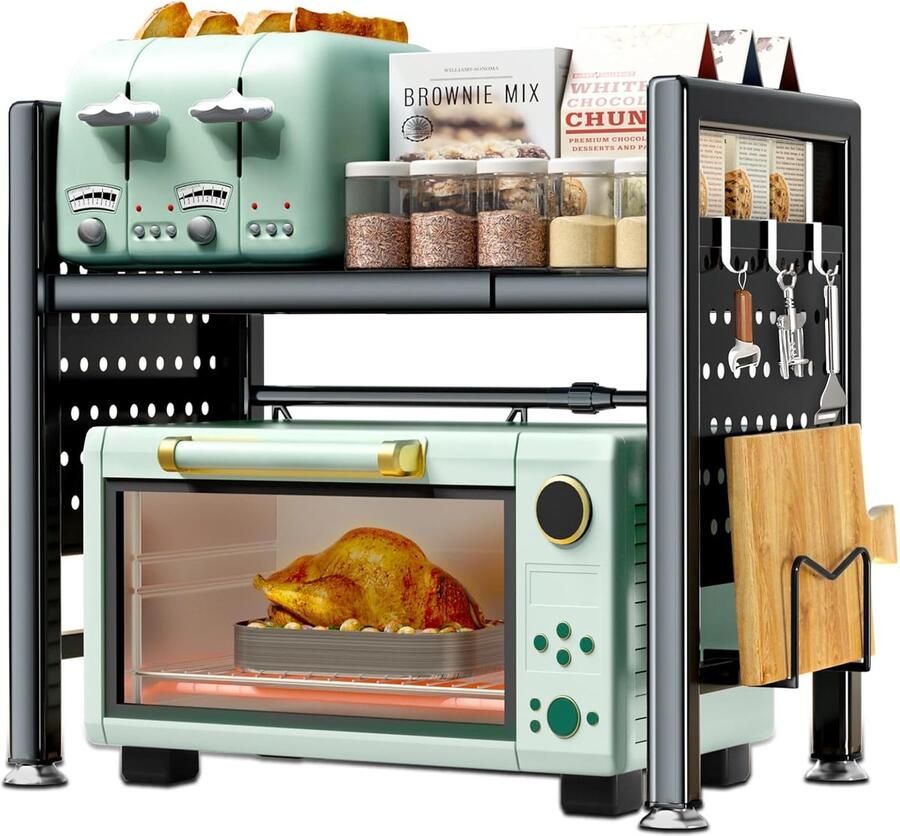 Unbranded Microwave rack uittrekbaar voor magnetron koolstofstaal en roestvrij staal zwart