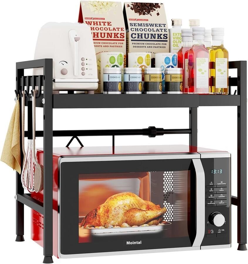 Unbranded magnetron ovenrek 2-Laags Koolstofstaal met 8 Haken Zwart