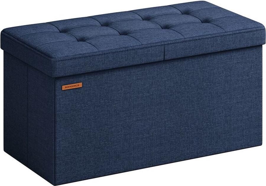 Unbranded Signature Home opbergbank opvouwbare Zitkist opbergdoos opklapbaar deksel draagvermogen tot 300 kg blauw 38 x 76 x 38 cm