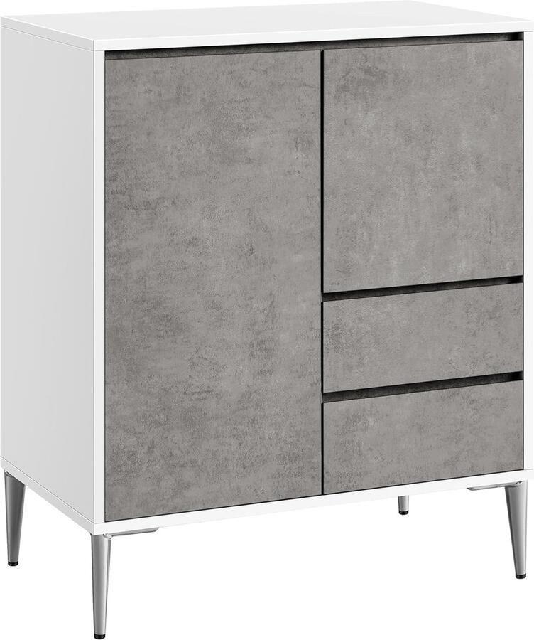 Unbranded Signature home opbergkast dressoir keukenkast met deuren in hoogte verstelbare planken 2 laden modern voor woonkamer betongrijs 40 x 70 x 85 cm