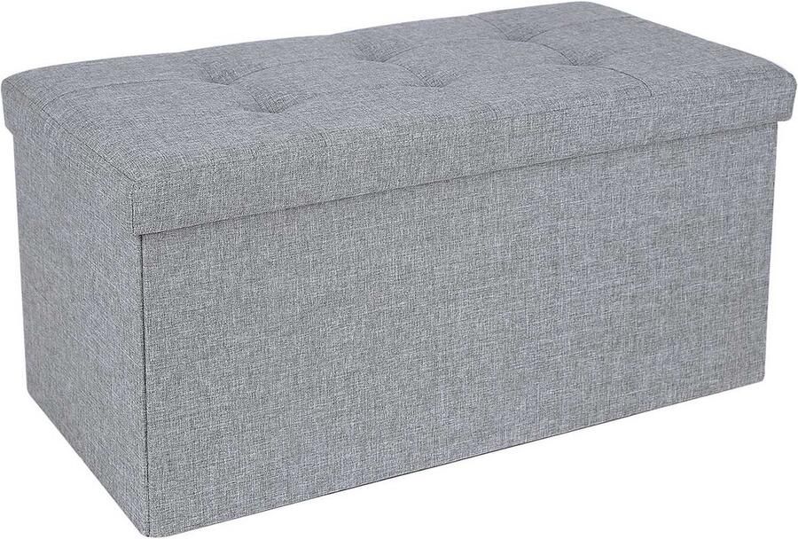 Unbranded Signature Home Roanne Bank met opberger 76 cm bank met opbergruimte zitkist kruk opbergdoos voetensteun opvouwbaar belastbaar tot 300 kg 80 L imitatielinnen lichtgrijs