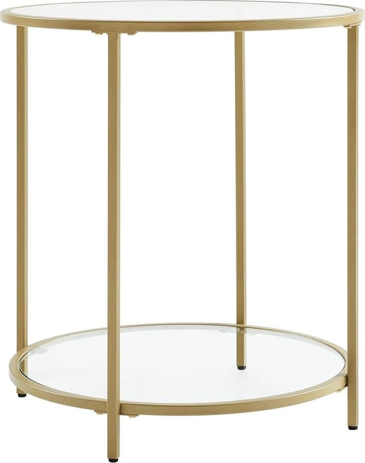 Unbranded salontafel rond salontafel nachtkastje van gehard glas met stalen frame voor woonkamer slaapkamer goudkleurig