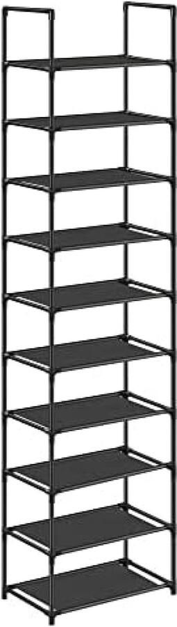 Unbranded Schoenenrek 10 niveaus schoenenrek schoenenopberger 28 x 45 x 173 cm metalen frame planken van vliesstof voor hal slaapkamer