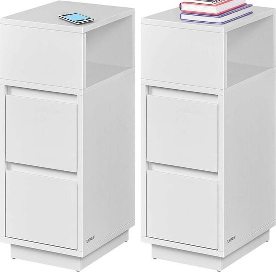 Unbranded Smal nachtkastje set van 2 – Met lades wolkwit