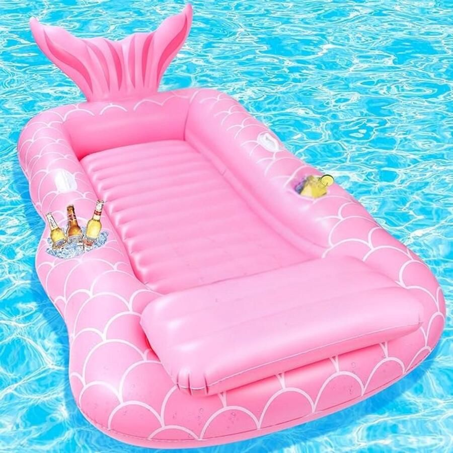 Unbranded Tanning Bed Groot luchtbed Zwembad Waterhangmat Luchtbed Zonnebad voor Volwassenen Opblaasbaar Zonnebad Opblaasbare Waterhangmat voor Kinderen en Volwassenen Waterhangmat voor de Zomer 200 x 125 cm Roze