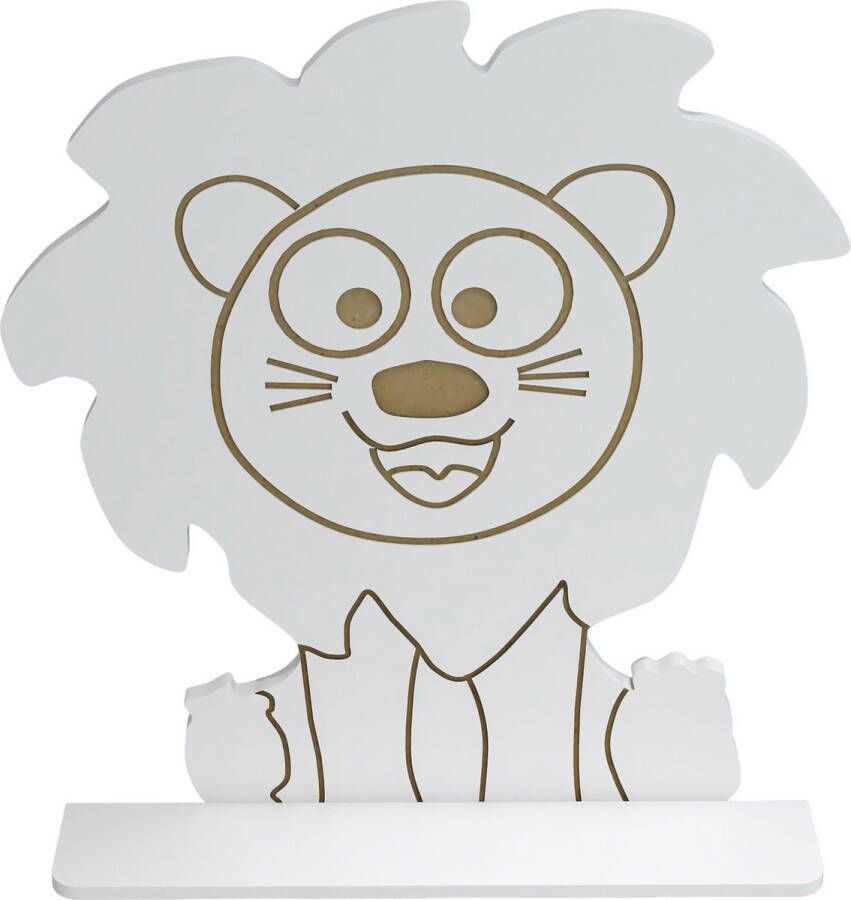 Inandoutdoormatch Wandplank Aimee Voor Kinderen Leeuwenvorm Wit MDF Voor Jongens Voor Meisjes