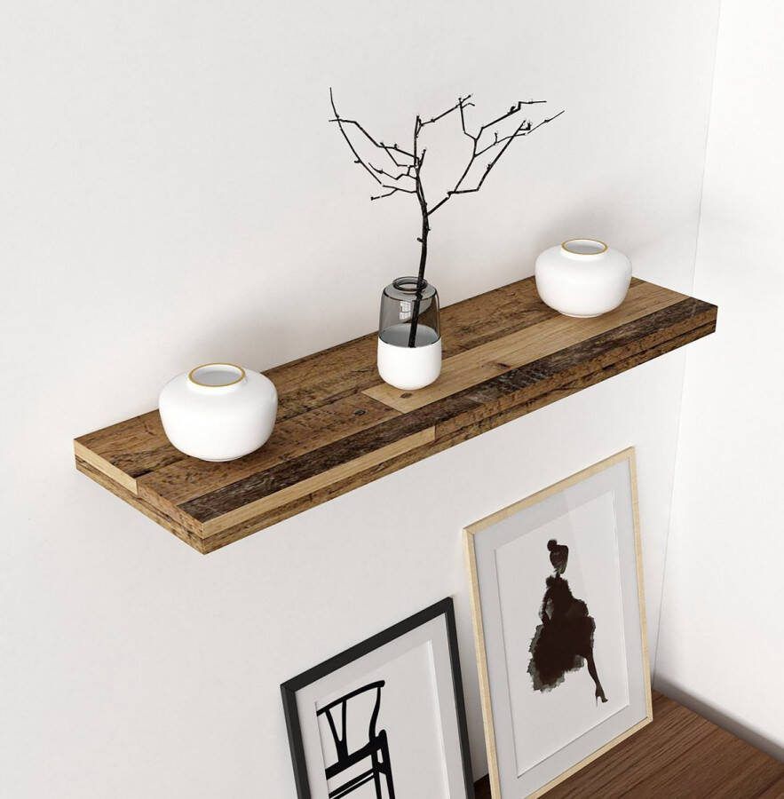 Unbranded Wandplank Alex 36x80x23 cm Houtkleurig Spaanplaat Stijlvol Design - Foto 2