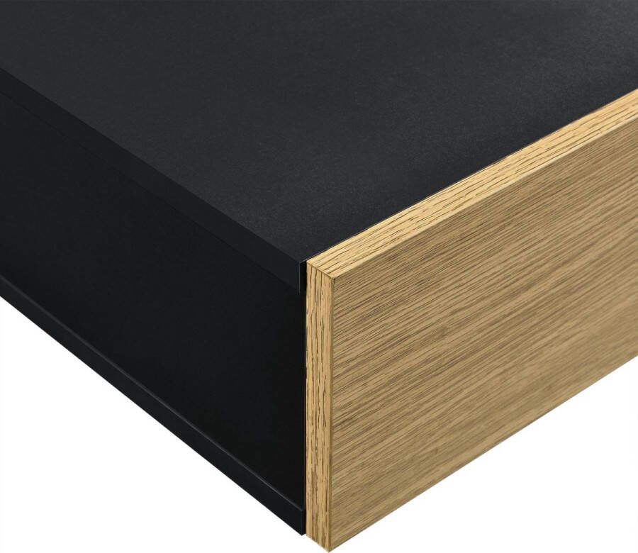 Unbranded Wandplank Christine Met Lade 50x24x12cm Zwart en Houtlook Spaanplaat Moderne Look