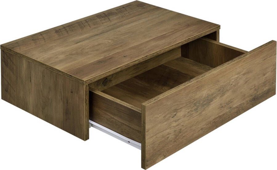 Unbranded Wandplank Denise Met Lade Zwevend 46x30x15 cm Houtkleurig Stijlvol Plank - Foto 2