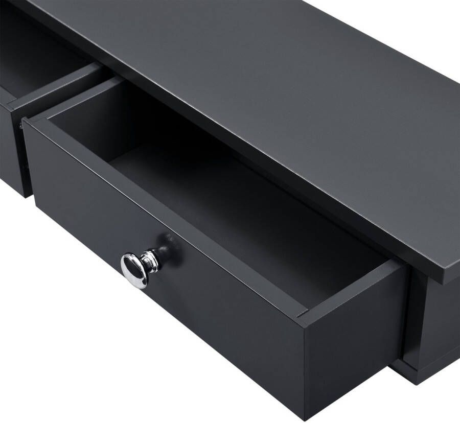 Unbranded Wandplank Hanna Met 2 Lades Zwevend MDF 60x15x10 cm Zwart Vintage Design