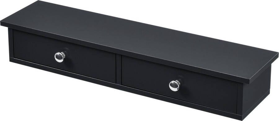 Unbranded Wandplank Hanna Met 2 Lades Zwevend MDF 60x15x10 cm Zwart Vintage Design - Foto 2