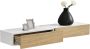 Unbranded Wandplank Leroy Met Lade 50x24x12cm Set van 2 Wit en Houtlook Spaanplaat Stijlvolle uitstraling - Thumbnail 1