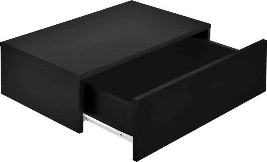 Unbranded Wandplank Lino Met Lade Zwevend 46x30x15 cm Zwart Glanzend Stijlvol Plank - Foto 3