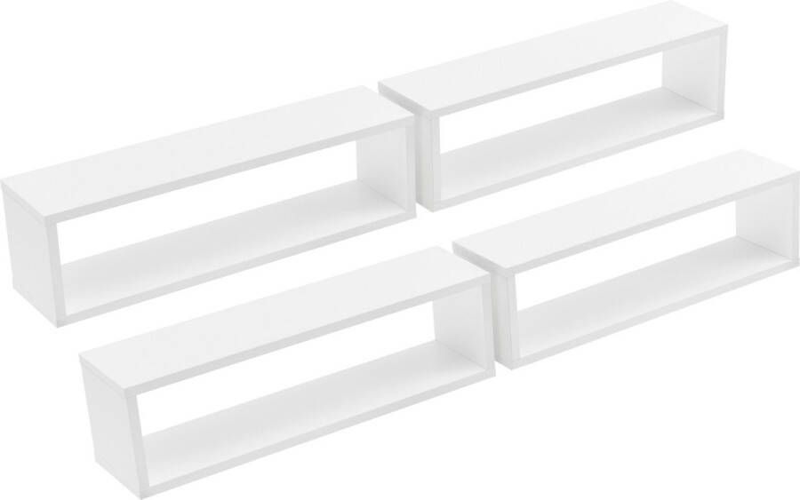 Unbranded Wandplank Luanna Set van 4 59x14 5x17 cm Wit Spaanplaat Stijlvol design - Foto 2