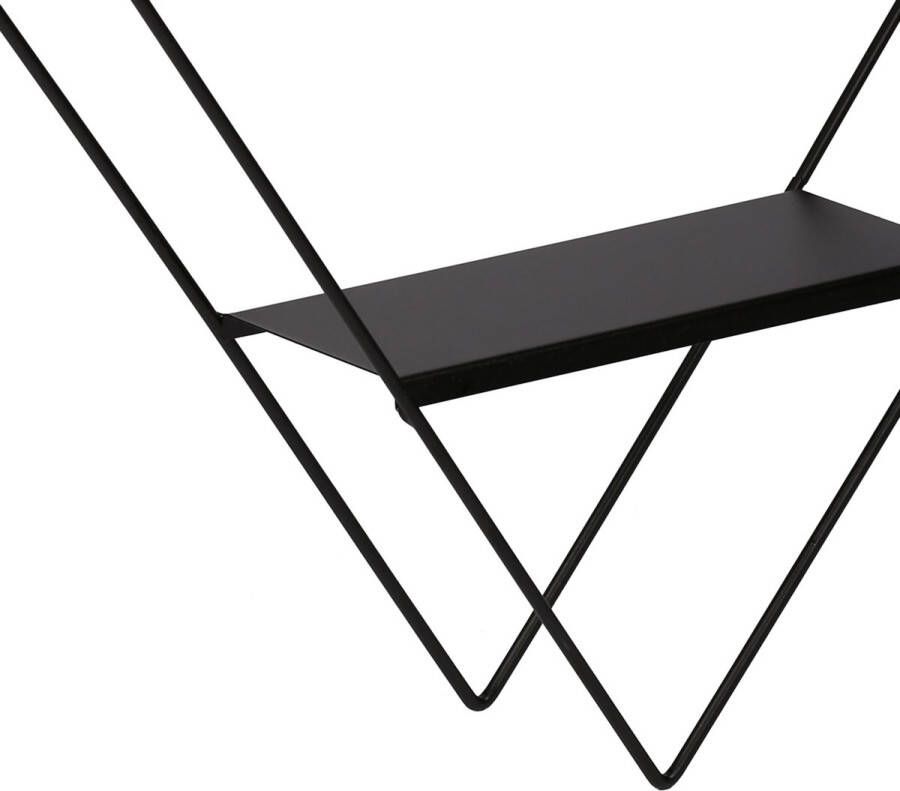 Inandoutdoormatch Wandplank Nala Met 3 Planken 66x50x10 cm Metaal Zwart Decoratieve Opslag Opbergruimte
