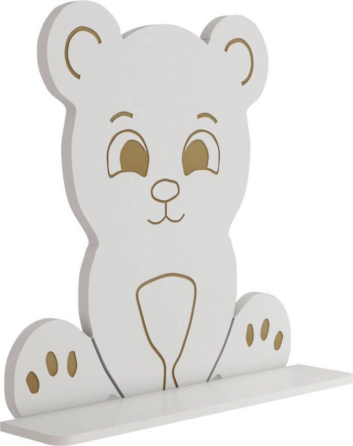 Unbranded Wandplank Neville Voor Kinderen Vorm Teddybeer Wit MDF Voor Jongens Voor Meisjes