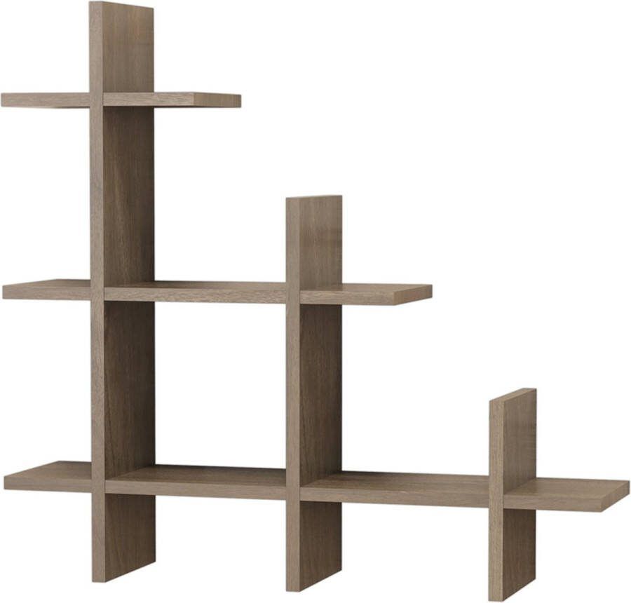 Unbranded Wandplank Rocky 80x80x20 cm Walnootkleurig Spaanplaat Modern Design