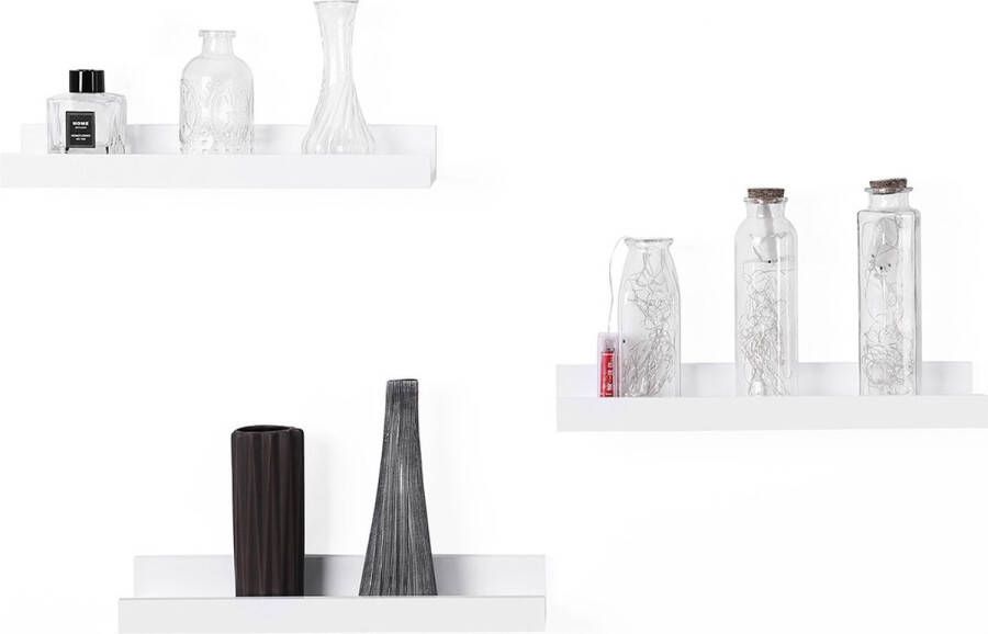 Unbranded Wandplank zwevend Wandrek Muurplank Boekenplank Fotoplank Wit 44x17x17cm - Foto 2