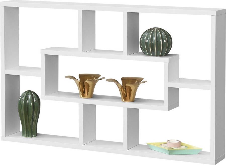 Unbranded Wandrek Carolann Met 7 Vakken 77x10x48 cm Wit Spaanplaat Modern Design