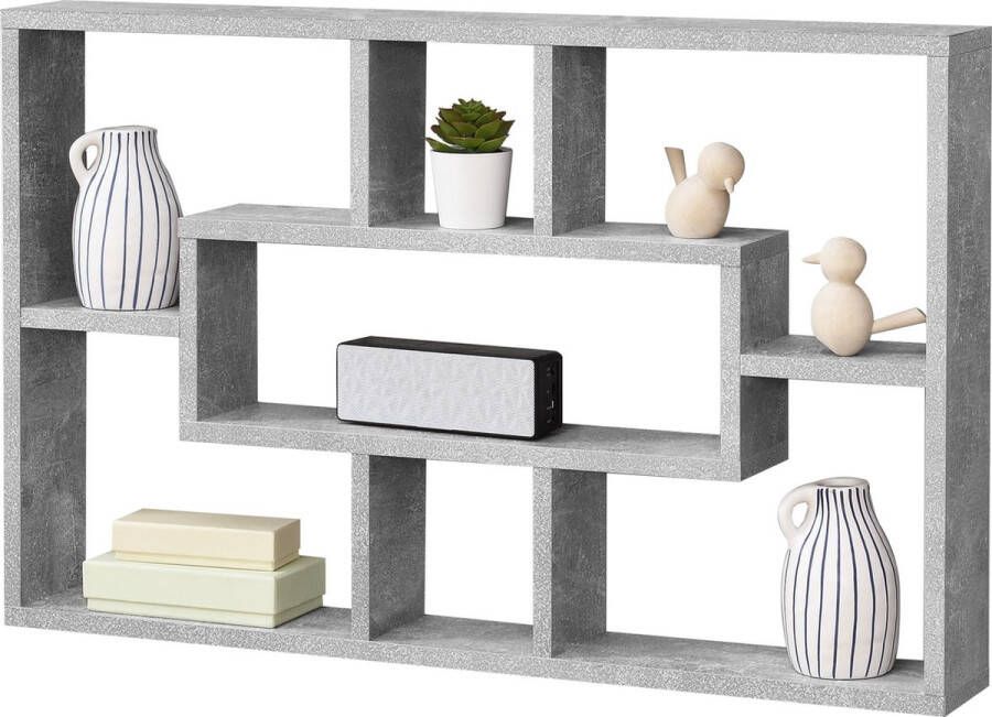 Unbranded Wandrek Claudie Met 7 Vakken 77x10x48 cm Betonkleurig Spaanplaat Modern Design