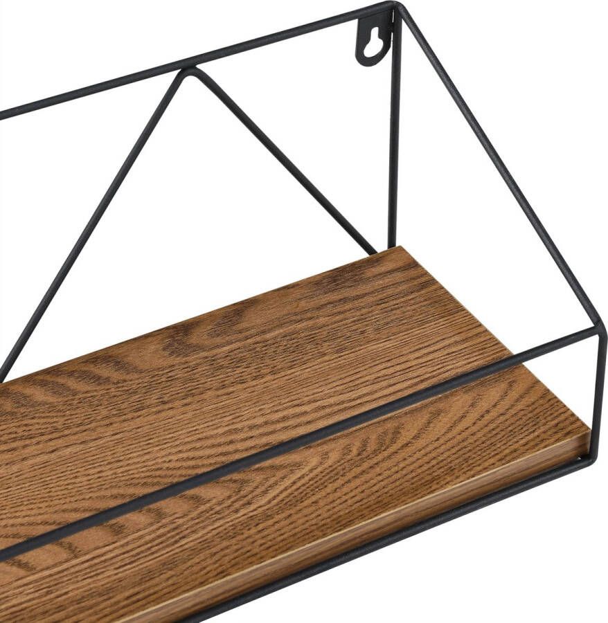 Unbranded Wandrek Kohen Set van 3 Zwart en Houtkleurig Spaanplaat en Ijzer Modern design - Foto 2