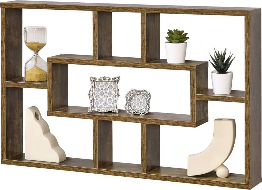 Unbranded Wandrek Luana Met 7 Vakken 77x10x48 cm Houtkleurig Spaanplaat Modern Design