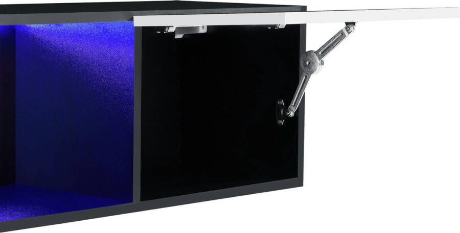 Inandoutdoormatch Zwevend Kast Jutta met LED verlichting 150x30x30 cm Spaanplaat Zwart Wit Hoogglans Blauw