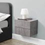 Unbranded Zwevend Nachtkastje Marleen 30x40x29 cm Met 2 Lade Betonlook Spaanplaat Stijlvolle uitstraling - Thumbnail 2