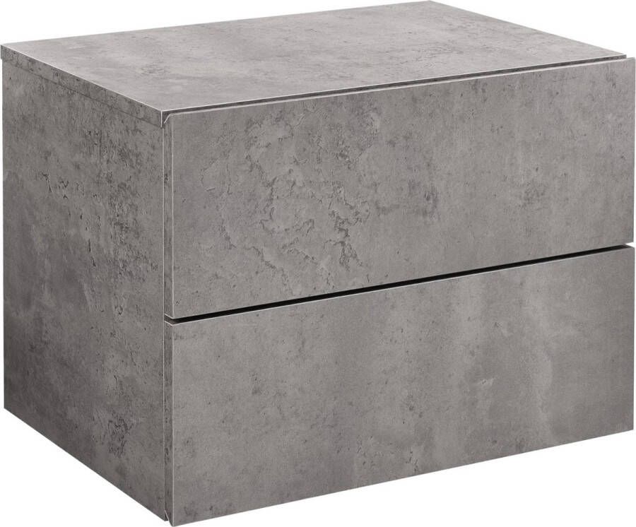 Unbranded Zwevend Nachtkastje Marleen 30x40x29 cm Met 2 Lade Betonlook Spaanplaat Stijlvolle uitstraling