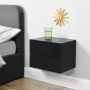 Unbranded Zwevend Nachtkastje Silvester 30x40x29 cm Met 2 Lade Zwart Spaanplaat Stijlvolle uitstraling - Thumbnail 2