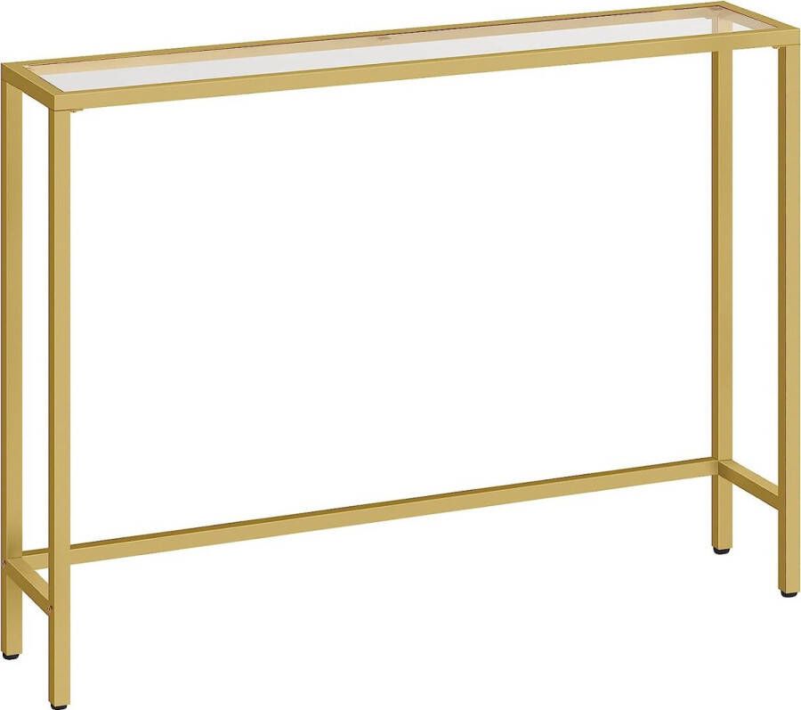 UNBRANED Signature Home Lolaliza Console Tafel Consoletafel Dressior Haltafel van gehard glas glazen consoletafel goud 100 x 22 x 80 cm