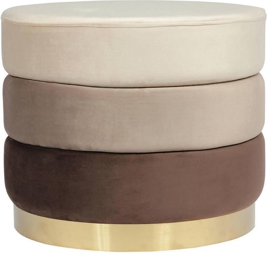 Kayoom Hocker Kruk Matilda 325 Fluwelen bekleding gekleurde gelaagde padding gouden basis (1 stuk)