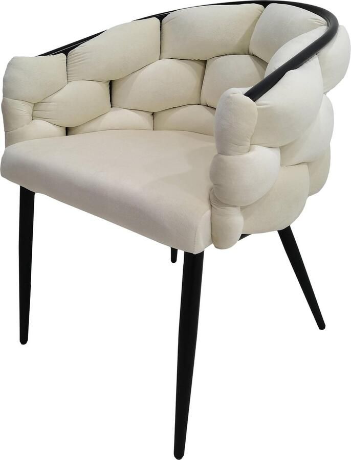 Underbar Set 2 eetkamerstoelen Grace Beige Zwart Velours 61x65x79cm (LxBxH) Draagvermogen 150KG