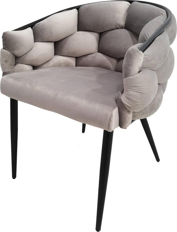 Underbar Set 2 eetkamerstoelen Grace Taupe Zwart Velours 61x65x79cm (LxBxH) Draagvermogen 150KG