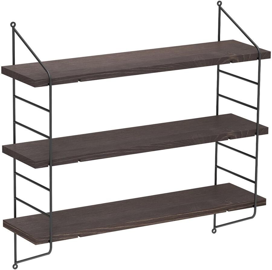 Unho Zwevende Wandplank 3 Tier Rustieke Zwevende Planken Keuken Muur Opbergruimte Verstelbare Muur Boekenplanken Plantenplank Hout en Metaal Muur Weergave Planken voor Woonkamer Slaapkamer Keuken