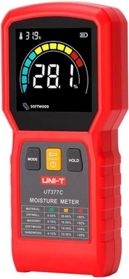 UNI-T Pinloze Vochtmeter voor Muren Digitale Vochtmeter USB Oplaadbare Vochtmeter voor Hout