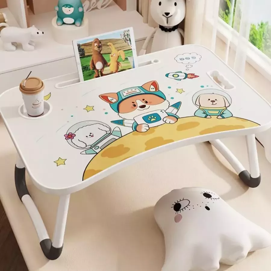 Merkloos Bedtafel voor Kinderen Met animatie Inklapbaar Verstelbaar & Multifunctioneel Hond