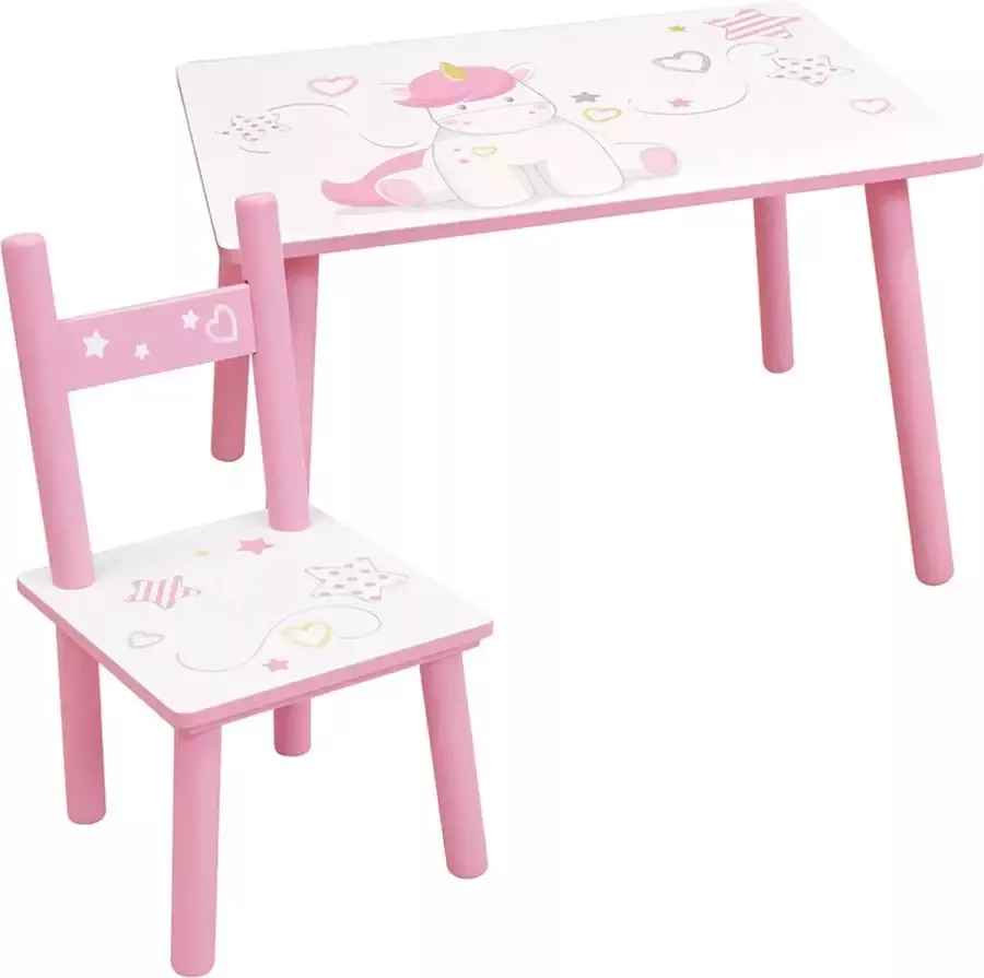 Unicorn Tafel met stoeltje 41 5 x 60 x 40 + 49 5 x 31 5 x 31 cm MDF
