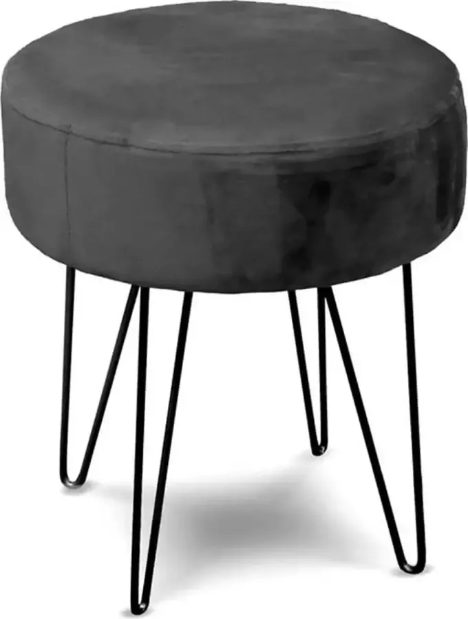 Unique Living Kruk Davy velvet grijs metaal stof D35 x H40 cm Krukjes - Foto 2
