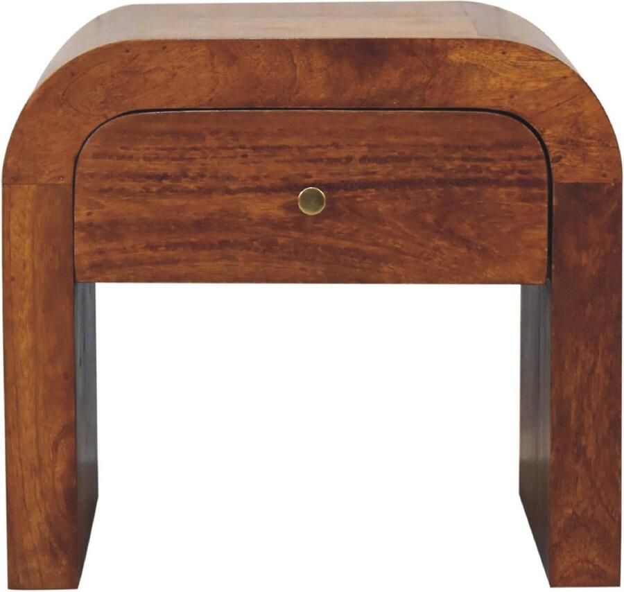 Unique-Treasure Handgemaakte Ambachtelijk nachtkastje – Darcy – kastanje – strak profiel