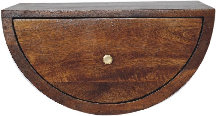 Unique-Treasure Handgemaakte Chic nachtkastje – zwevend – kastanjehout – halve maan vorm