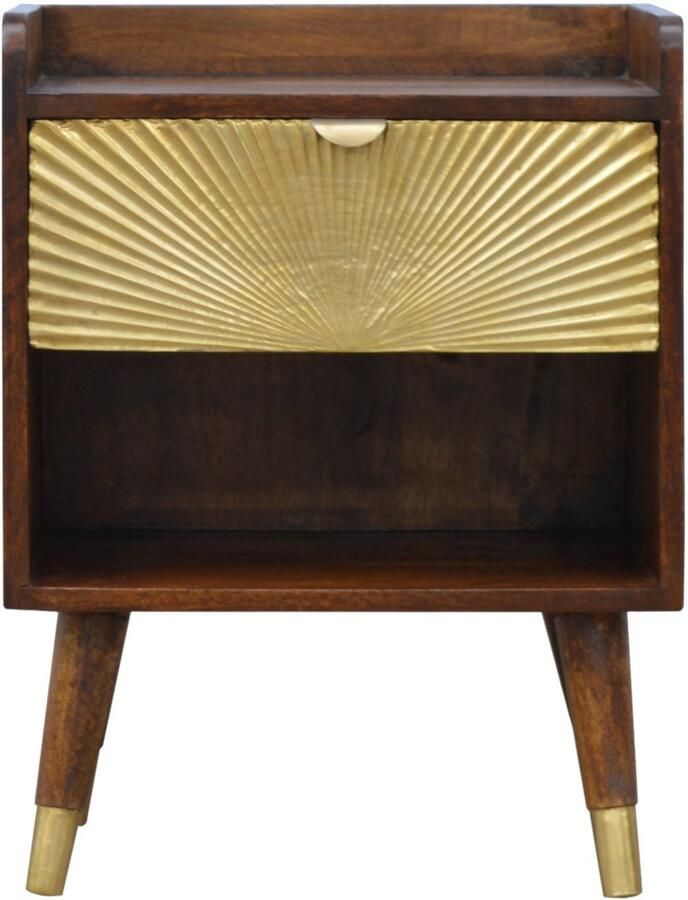 Unique-Treasure Handgemaakte Luxe nachtkastje – goudkleurig – lade – Manila design