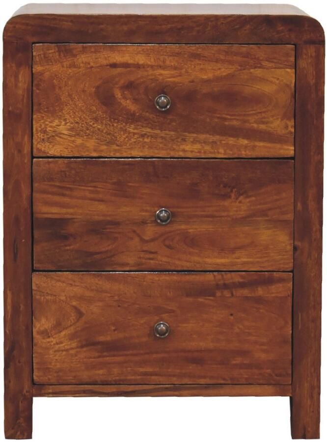 Unique-Treasure Handgemaakte Luxe nachtkastje – Naya model – compact – kastanje houtkleur