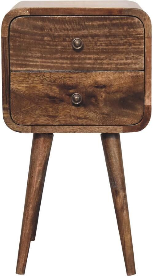 Unique-Treasure Handgemaakte Uniek nachtkastje – gebogen – grey wash hout – subtiel & compact