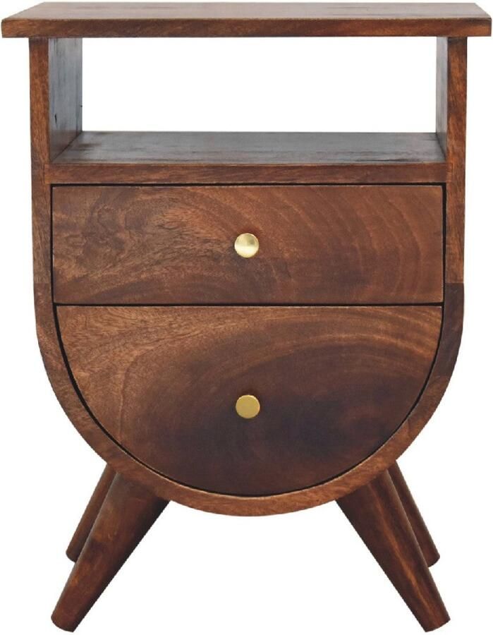Unique-Treasure Handgemaakte Uniek nachtkastje – kastanje – split design – subtiel & strak
