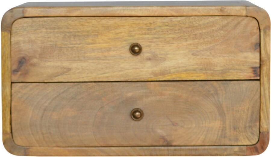 Unique-Treasure Handgemaakte Zwevend nachtkastje – 2 lades – eikenlook – strak & praktisch