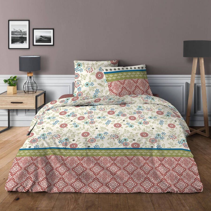 Univers Décor 4-delige lakenset voor bed 140 x 190 cm Natuur rood 100% katoen 57 draden cm²