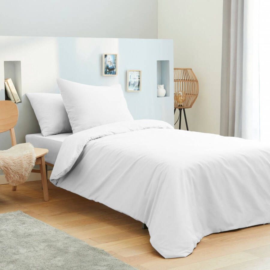 Univers Décor Set van 3 effen witte lakens voor bed 90 x 190 cm 100% katoen 57 thread count